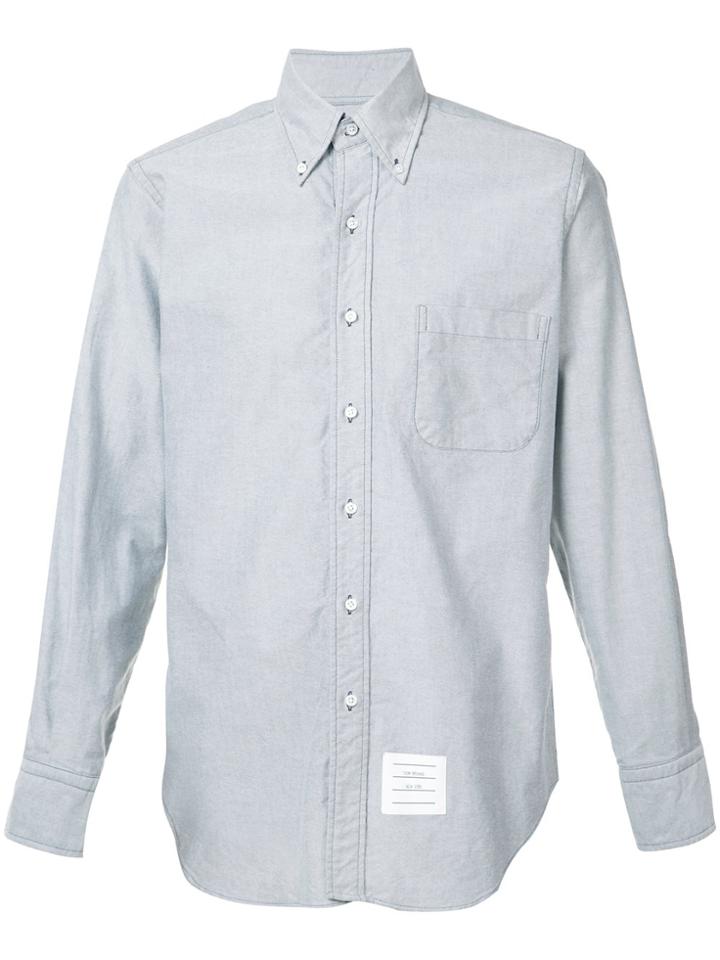 Thom Browne Long Sleeve Shirt With Grosgrain Placket In Navy Oxford -