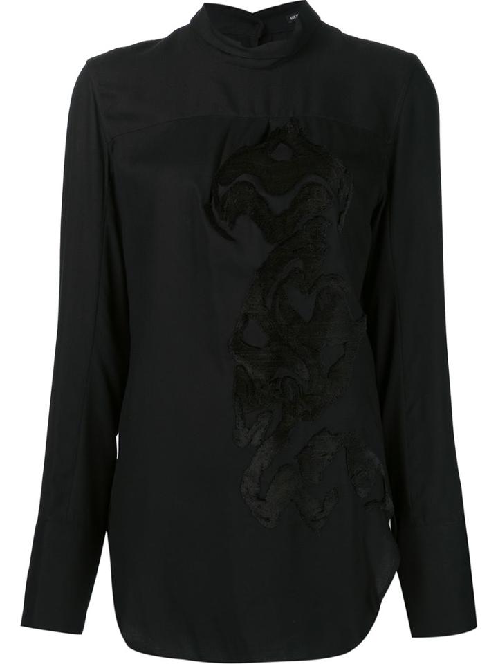 Ann Demeulemeester Jacquard Mock Neck Blouse, Women's, Size: 40, Black, Rayon