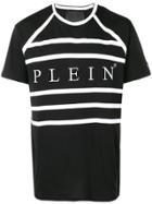 Philipp Plein Striped Logo Print T-shirt - Black