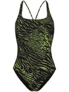 Ganni Tiger Print Swimsuit - Green