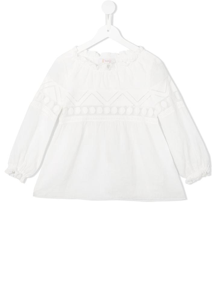 Dondup Kids Gathered Neck Blouse, Girl's, Size: 6 Yrs, White