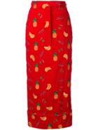 Thom Browne Fruit Embroidery Corduroy Sack Skirt - Red