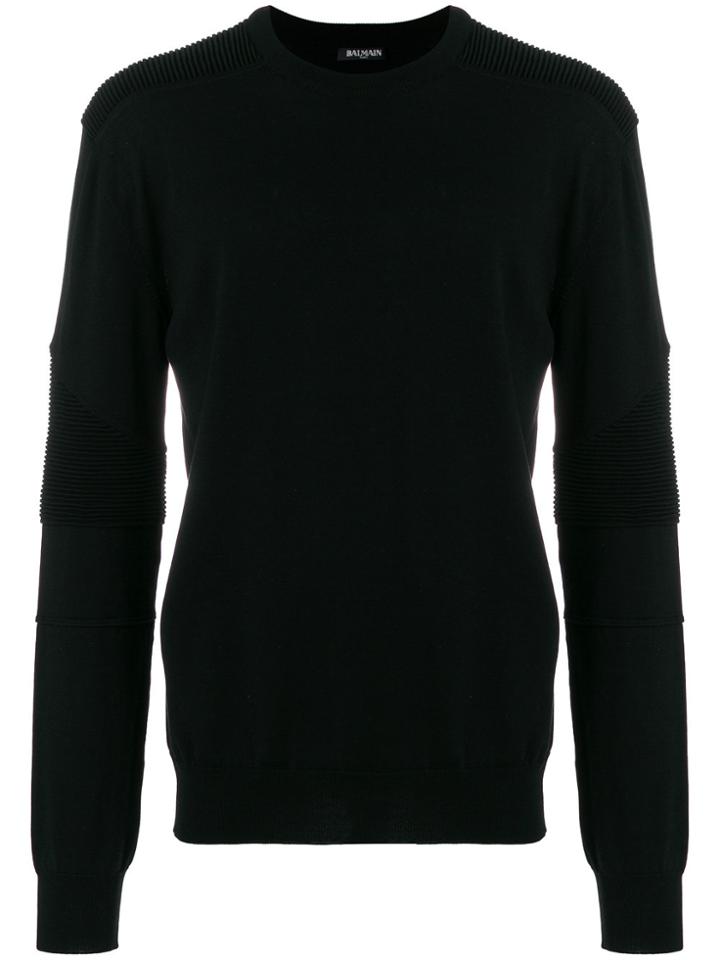 Balmain Moto Panel Sleeve Sweatshirt - Black