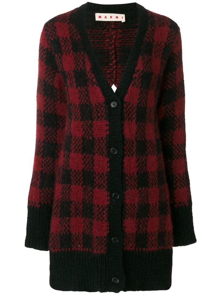 Marni Longline Plaid Cardigan - Black