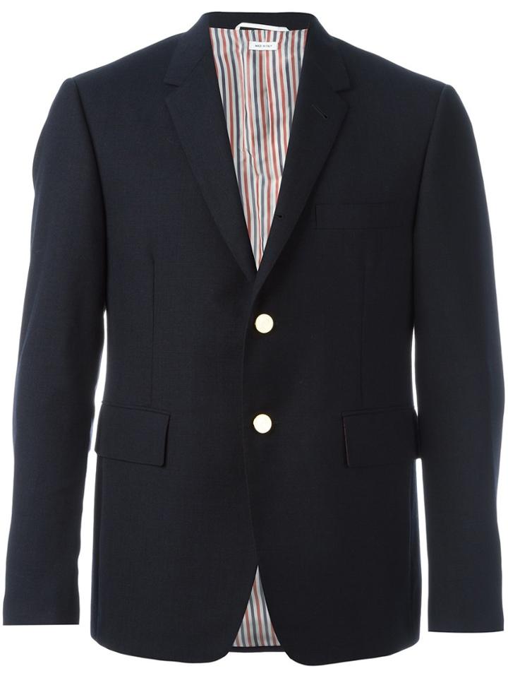 Thom Browne Classic Single Breasted Sport Coat In 2 Ply Fresco - Blue