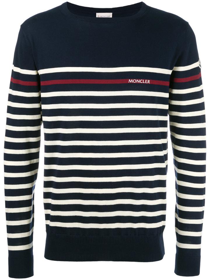 Moncler Striped Long Sleeve Jumper - Blue