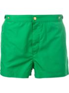 Eleventy Front Button Swim Shorts, Men's, Size: Small, Green, Polyester