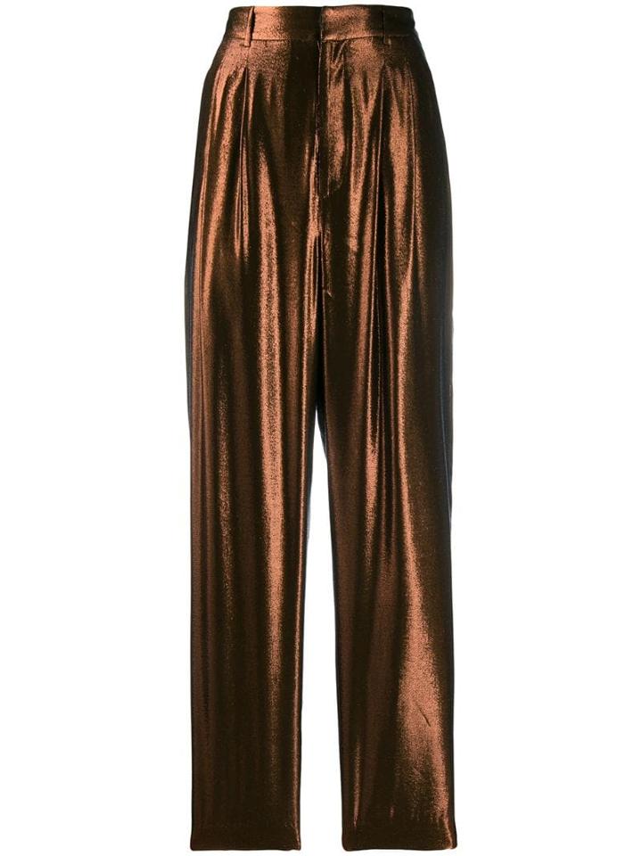 Indress Tapered Metallic Trousers - Brown