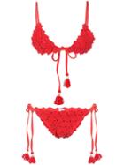 She Made Me Crochet Bikini Set - Red