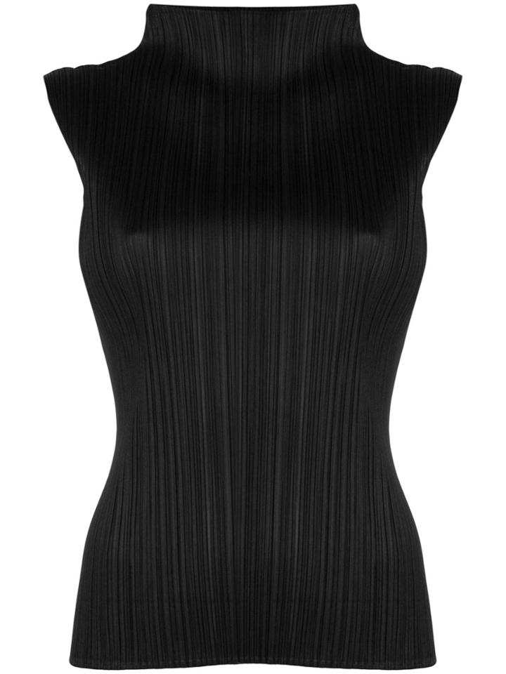 Pleats Please By Issey Miyake Sleeveless Pleated Top - Black