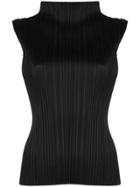 Pleats Please By Issey Miyake Sleeveless Pleated Top - Black