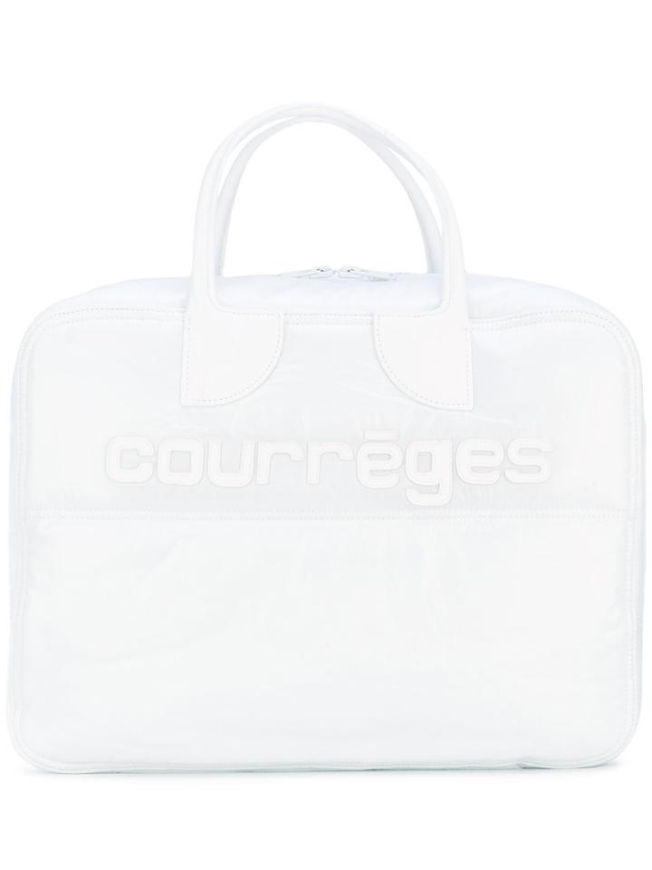 Courrèges - Logo Appliqué Large Tote - Women - Cotton/lamb Skin/polyamide - One Size, White, Cotton/lamb Skin/polyamide