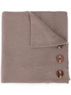 0711 Button Embellished Knitted Scarf - Neutrals