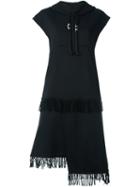Damir Doma Fringed Hooded Sleeveless Dress, Women's, Size: Small, Black, Cotton