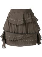 Iro - Ruffled Mini Skirt - Women - Cotton/viscose - 38, Green, Cotton/viscose