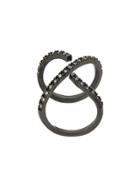 Federica Tosi Crystal Embellished Curved Ring - Metallic