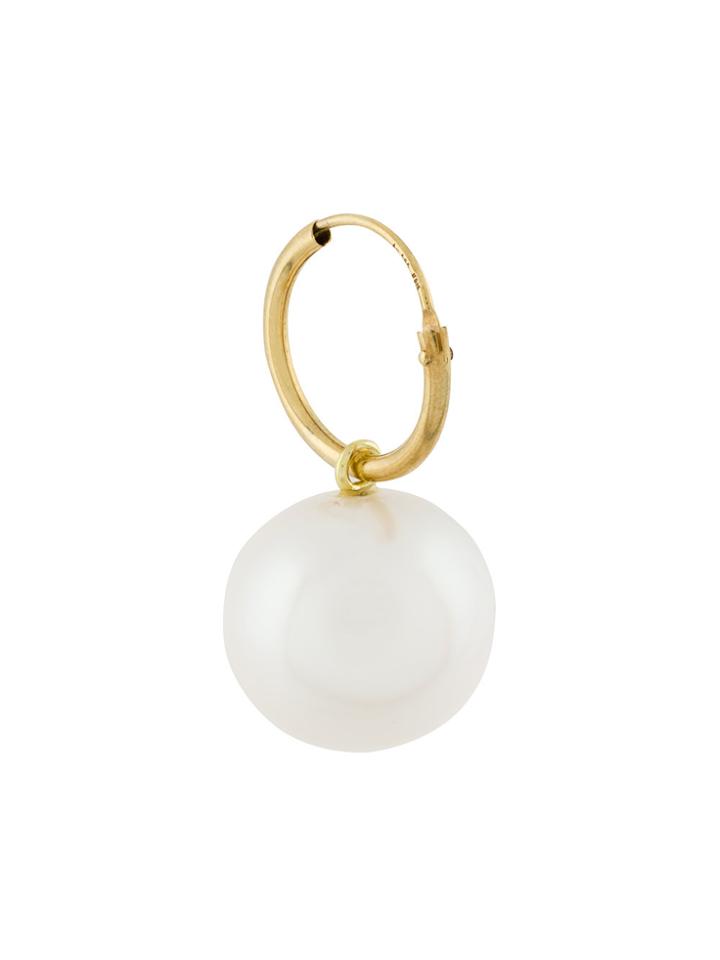 Wouters & Hendrix Gold 18kt Yellow Gold Pearl Hoop Earring - White