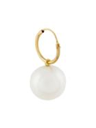 Wouters & Hendrix Gold 18kt Yellow Gold Pearl Hoop Earring - White