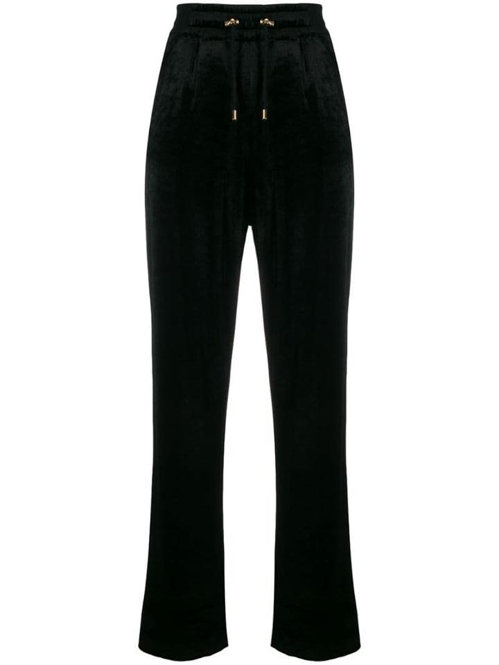 Balmain Straight-leg Velour Track Pants - Black