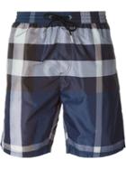 Burberry Brit Plaid Print Swim Shorts, Men's, Size: Xl, Blue, Polyester