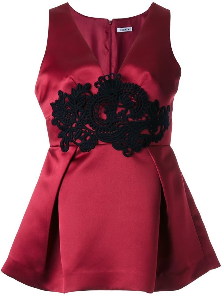 P.a.r.o.s.h. 'panna' Sleeveless Blouse, Women's, Size: Medium, Red, Polyester