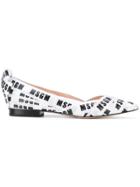 Msgm Pointed Toe Branded Ballerinas - White