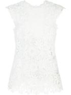 Monique Lhuillier Lace Tank Top, Women's, Size: 6, White, Nylon/polyester