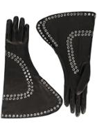 Alexander Mcqueen Fold-over Embellished Gloves - Black