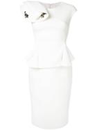 Safiyaa London Cap Sleeves Fitted Dress, Women's, Size: 38, White, Polyester