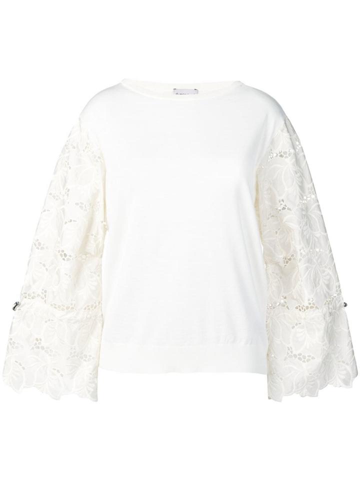 Moncler Embroidered Floral Sleeves Jumper - Neutrals