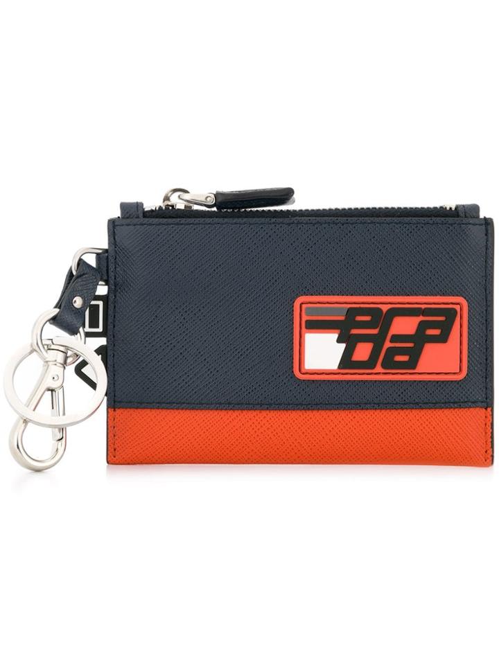 Prada Saffiano Logo Keyring Pouch - Blue