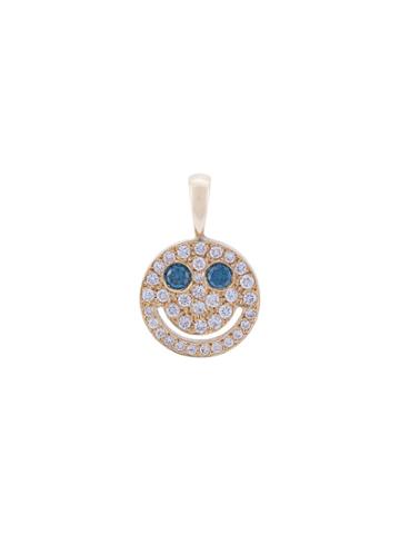 Eyefunny Crystal Embellished Smiley Pendant - Yellow & Orange