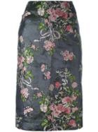 Lanvin Embroidered Flower Pencil Skirt