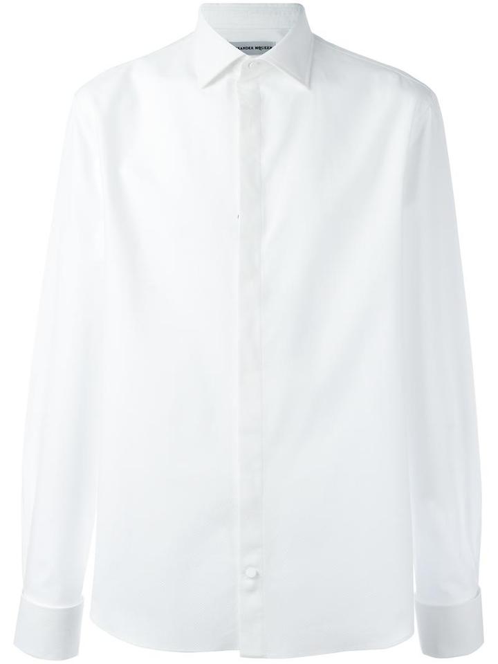 Alexander Mcqueen Oversized Textured Shirt, Men's, Size: 15 1/2, White, Cotton