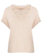 Ermanno Scervino Embroidered Short-sleeve Top - Nude & Neutrals