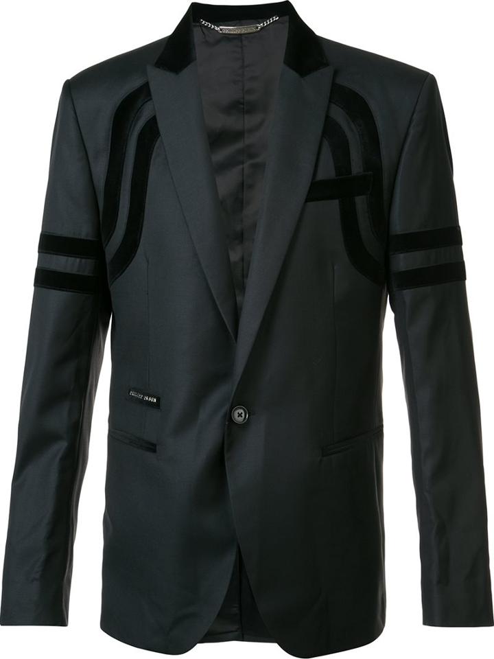 Philipp Plein One Button Blazer, Men's, Size: 50, Black, Viscose/virgin Wool