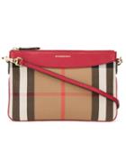 Burberry House Check Crossbody Bag, Women's, Red, Cotton/leather
