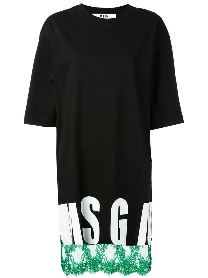 Msgm - Logo T-shirt Dress - Women - Cotton - S, Black, Cotton
