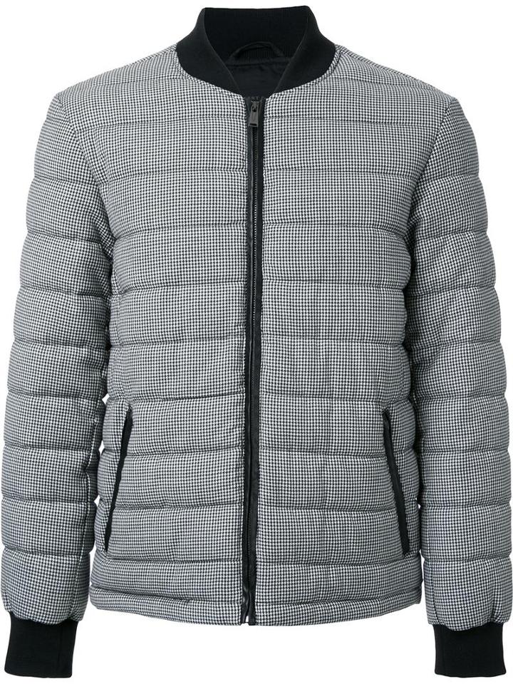 Kent & Curwen Houndstooth Padded Bomber Jacket, Men's, Size: Large, Grey, Wool