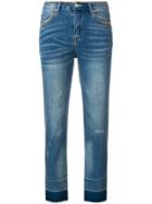 Steffen Schraut Cropped Stitch Detailed Jeans - Blue