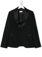 Paolo Pecora Kids Contrast Collar Blazer Jacket - Black