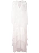 Chloé - Long Tiered Dress - Women - Silk - 36, Pink/purple, Silk