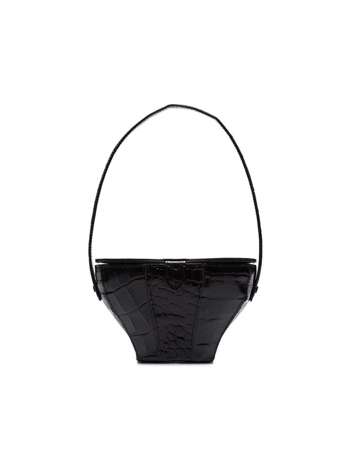 Staud Alice Crocodile-effect Bag - Black