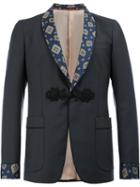 Gucci Patterned Shawl Lapel Blazer, Men's, Size: 46, Blue, Cupro/mohair/wool