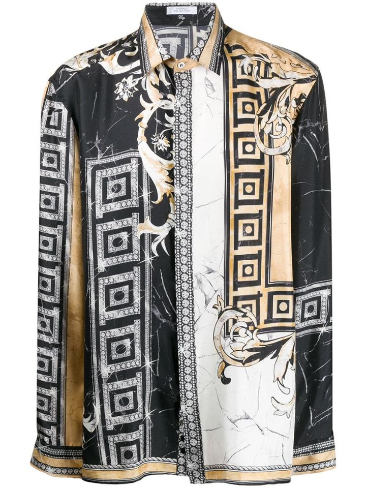 Versace Collection Crystal Baroque-print Shirt - Black