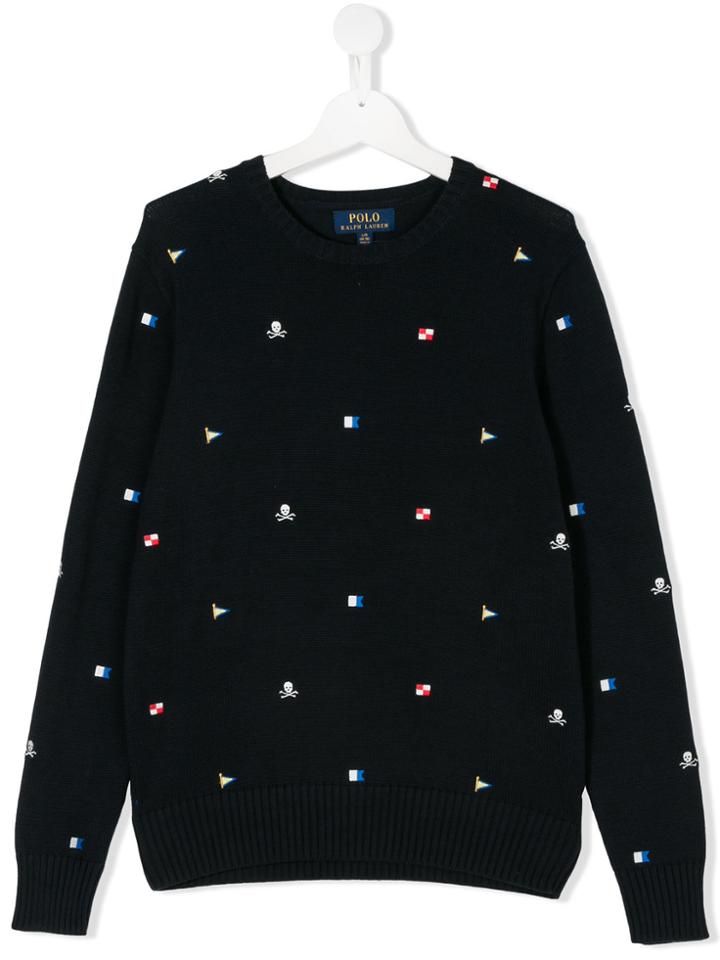 Ralph Lauren Kids Teen Logo Embroidered Sweater - Blue