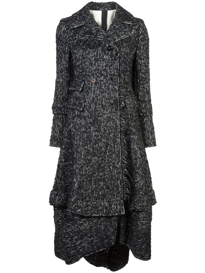 Forme D'expression Layered Buttoned Coat - Black