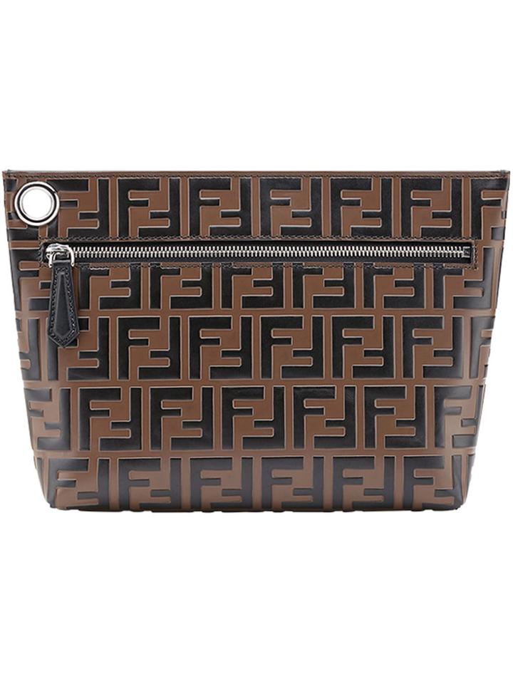 Fendi Double F Logo Pouch - Brown