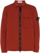 Stone Island Patch Pocket Zipped Cotton Blend Jacket - Orange