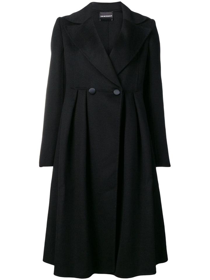 Emporio Armani Buttoned Midi Coat - Black